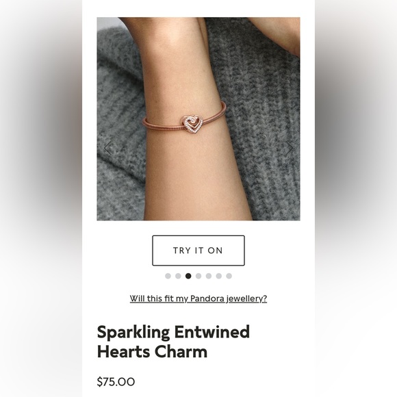 Pandora Rose gold “sparking entwined heart charm” EUC like new! - Picture 3 of 5